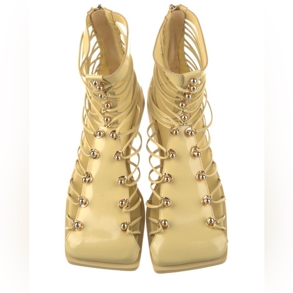 Vivienne Hu Yellow Leather Gladiator Sandals Size 9